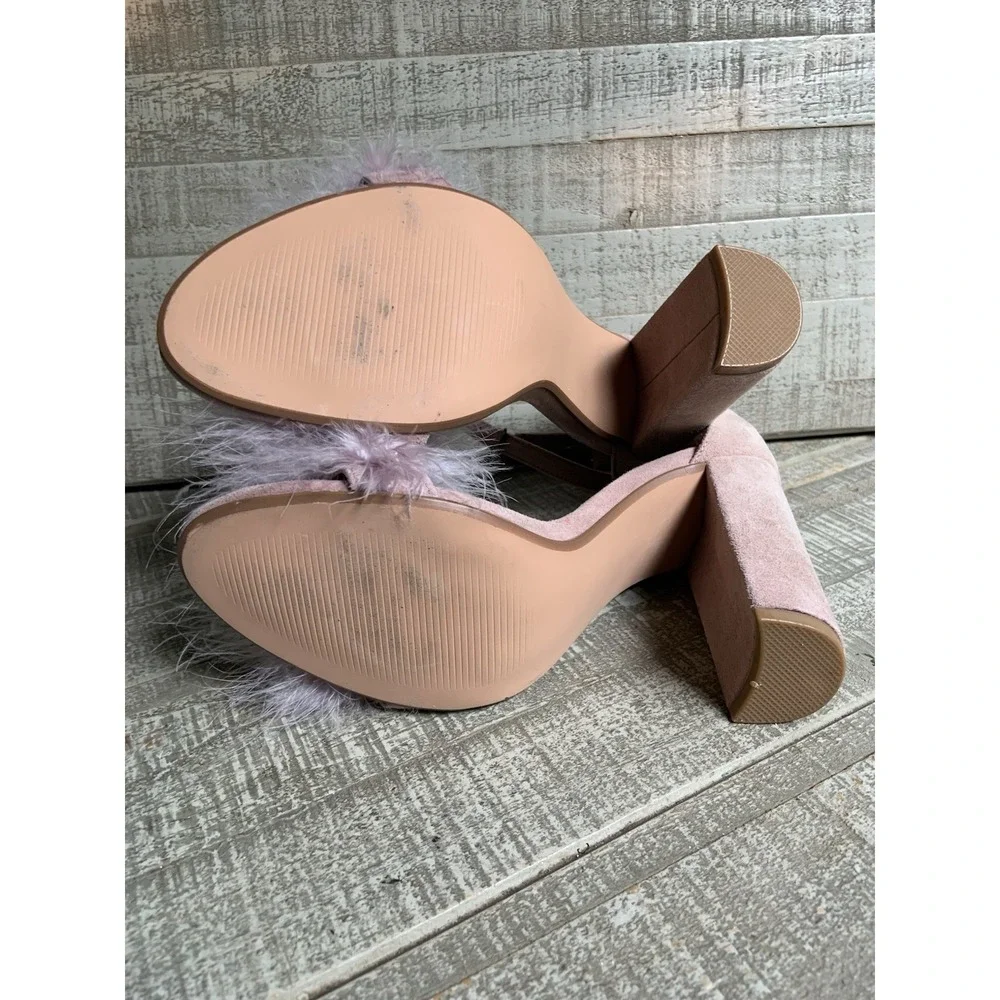 Steve Madden Maribou Leather Pink Stiletto Heels Women's Size 8 M US Fur Feather